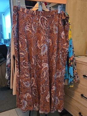 J. Jill Brown Paisley Midi Skirt